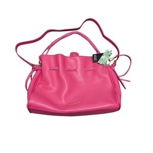 New Badgley Mischka Vegan Leather Hot Pink Solid/Snake Combo Shoulder Bag